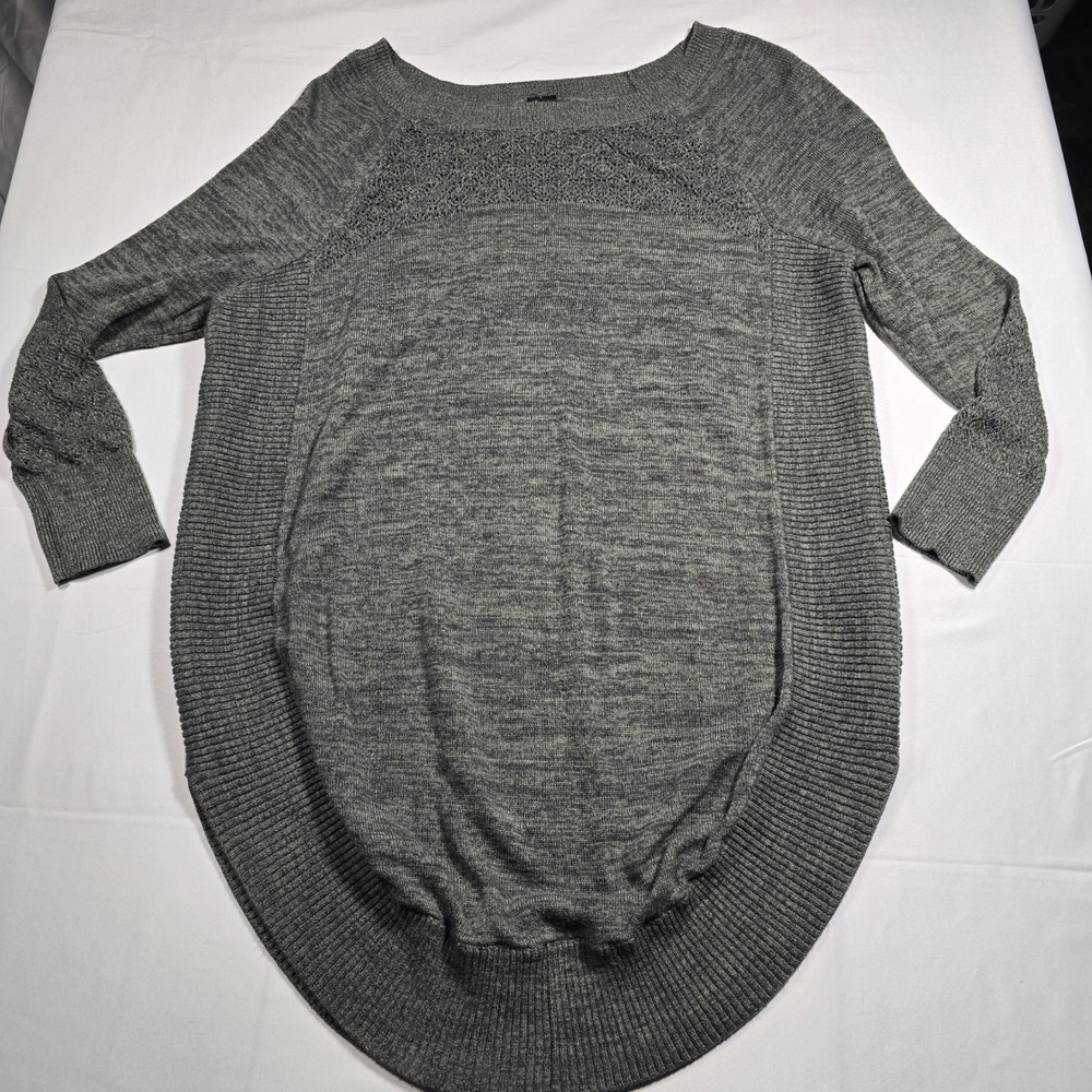Maurices Womens Small  Gray Marled‎ Knit Crochet Lace Accent High Low Sweater